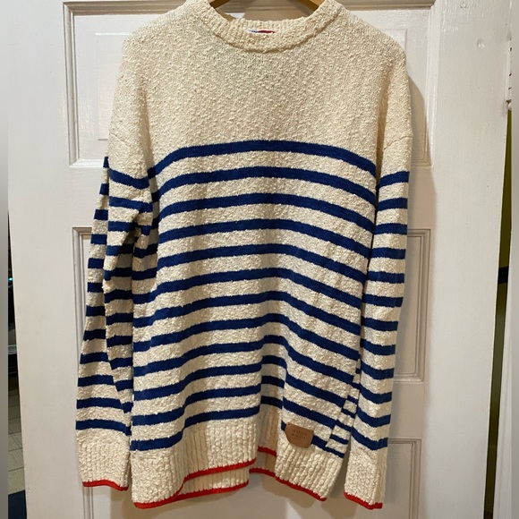 Scotch & Soda Other - Scotch & Soda Blue Striped Cotton Blend Sweater with Red Detail, Sz M